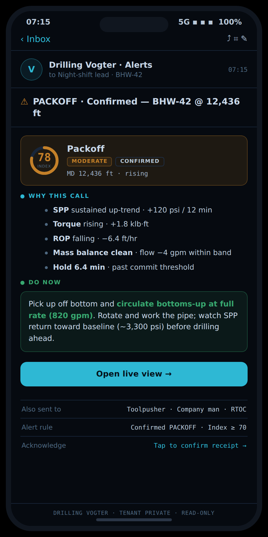 Alert on phone: WHY THIS CALL and DO NOW by email